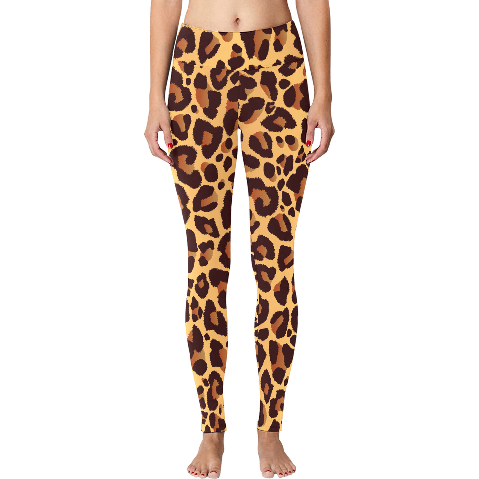 Leopard Pattern Women's Big Size Workout Leggings (Model L43)