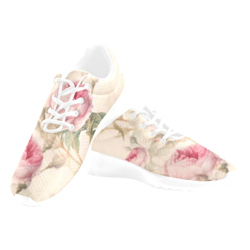 Vintage Pink Rose Garden Pattern Women's Athletic Shoes (Model 0200)