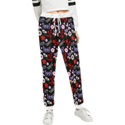 Black, Red, Pink, Purple, Dragonflies, Butterfly and Flowers Design Unisex All Over Print Sweatpants (Model L11)