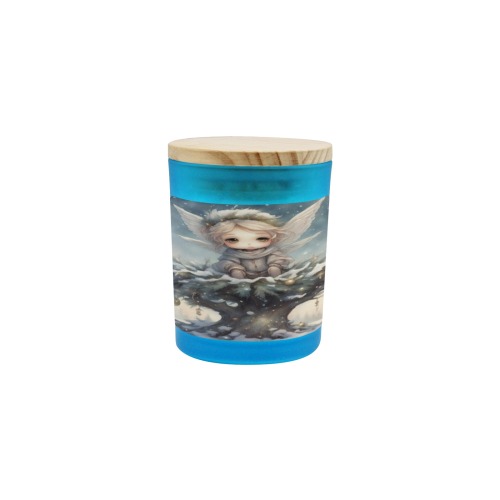 Little Christmas Angel Blue Glass Candle Cup (Wood Sage & Sea Salt)