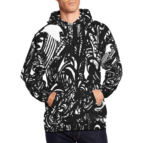 Black and white Abstract graffiti style hoodie All Over Print Hoodie for Men (USA Size) (Model H13)