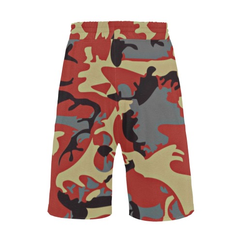 Black and Red Camo Casual Shorts Men's All Over Print Casual Shorts (Model L23)