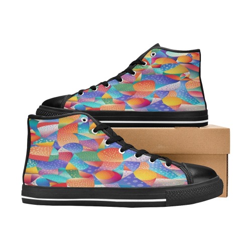 Sunset Ocean Waves Women's Classic High Top Canvas Shoes (Model 017)