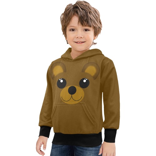 Kawaii Brown Bear Little Boys' Long Sleeve Hoodie (Model H57)