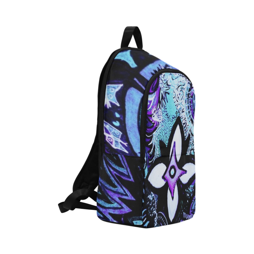 violet flower on spirals bag Fabric Backpack for Adult (Model 1659)