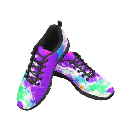 Glitchin' Purple Women's Breathable Running Shoes (Model 055)