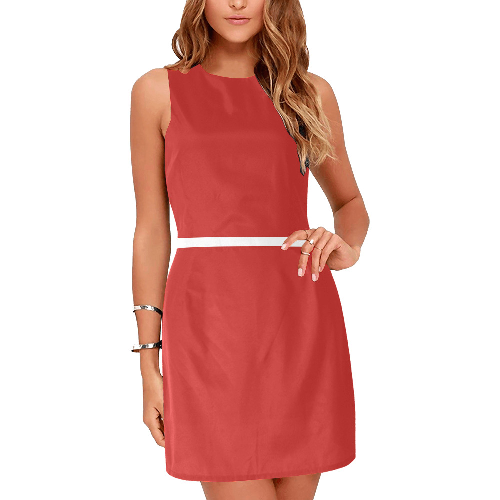 red Eos Women's Sleeveless Dress (Model D01)