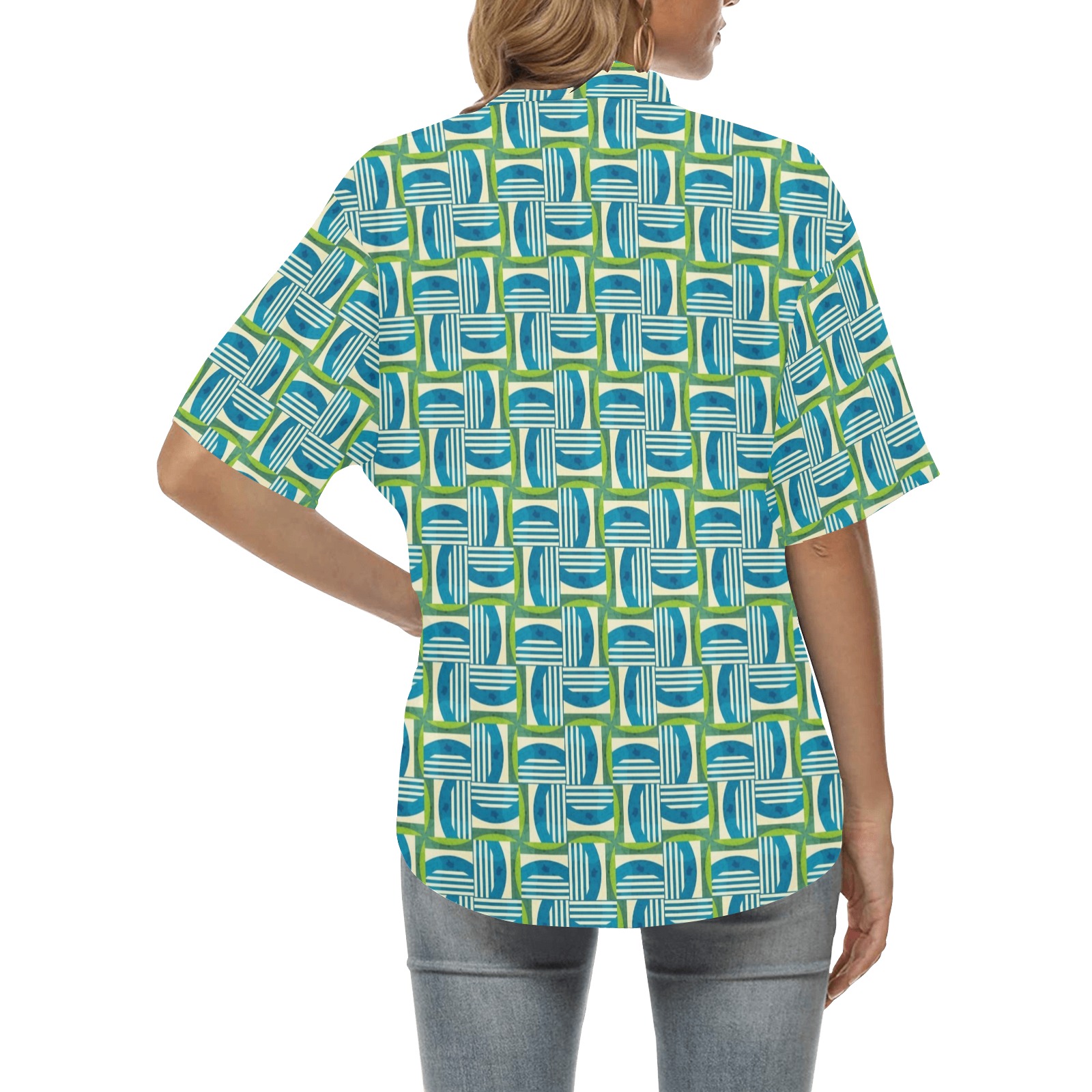 Vintage Geometric - Repper All Over Print Hawaiian Shirt for Women (Model T58)