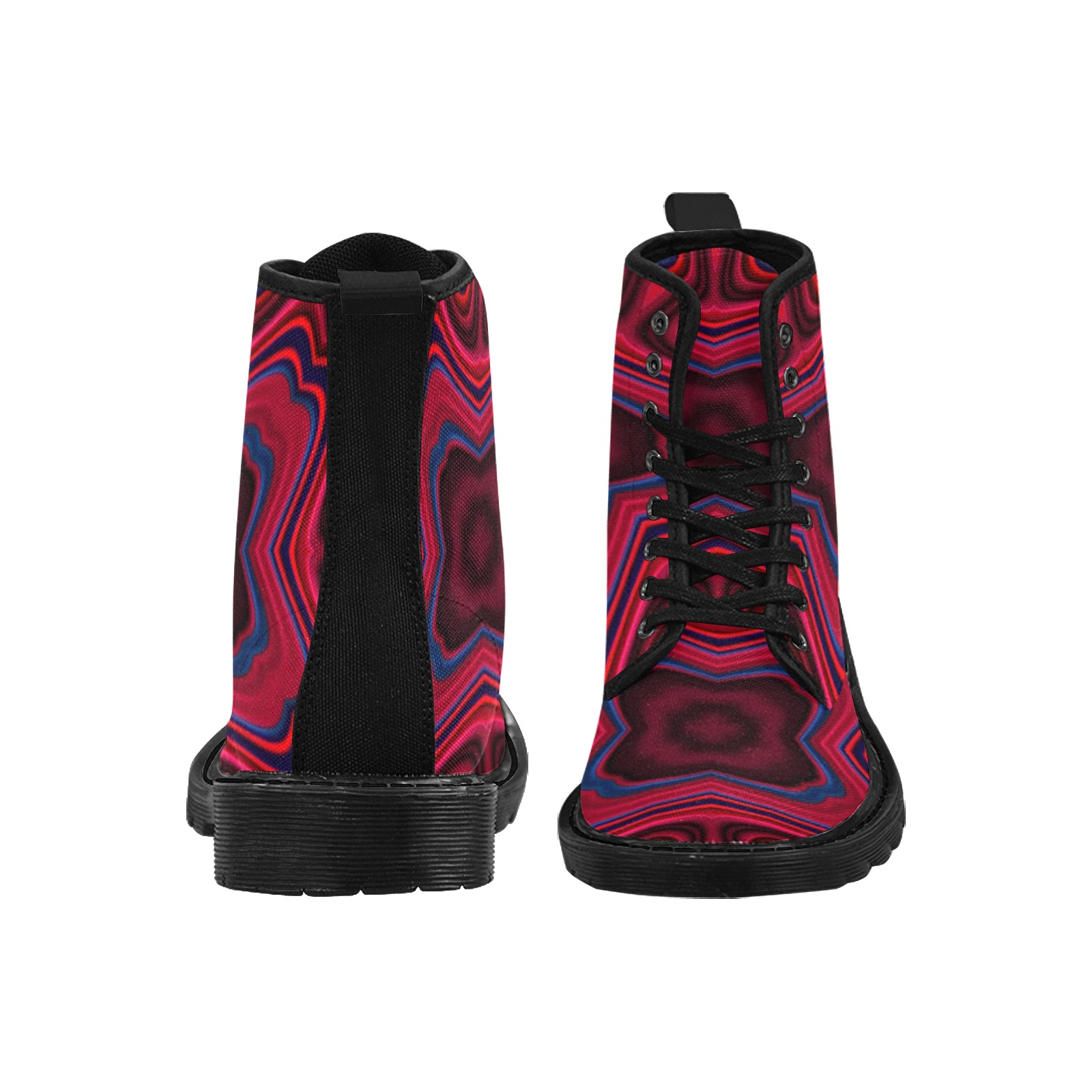 Sunset Waves Fractal Abstract Warp 1 Martin Boots for Women (Black) (Model 1203H)