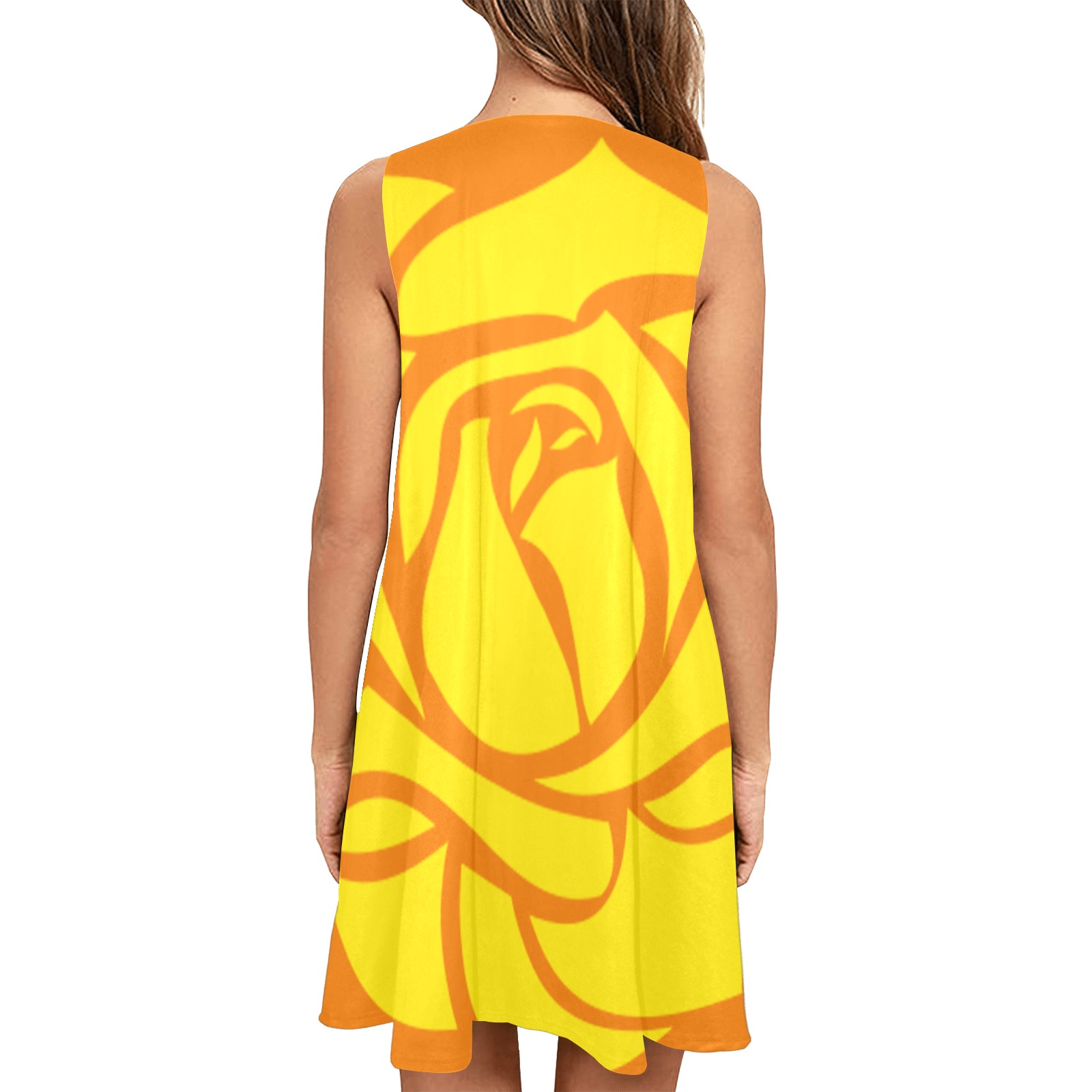 Sleeveless Dress  For Women Sleeveless A-Line Pocket Dress (Model D57)