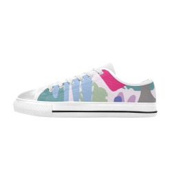 Bright Colorful Abstract Shapes Low Top Canvas Shoes for Kid (Model 018)