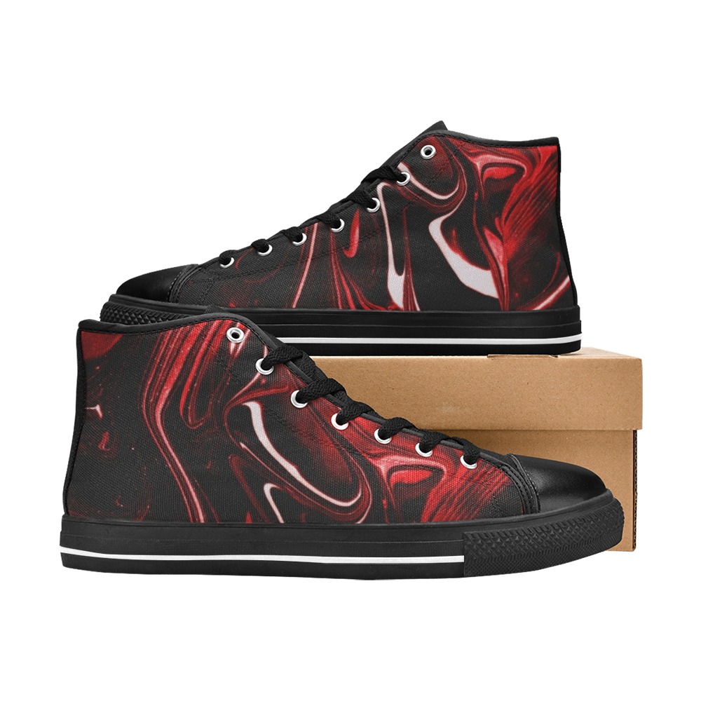 Red Marble High-tops Men’s Classic High Top Canvas Shoes (Model 017)