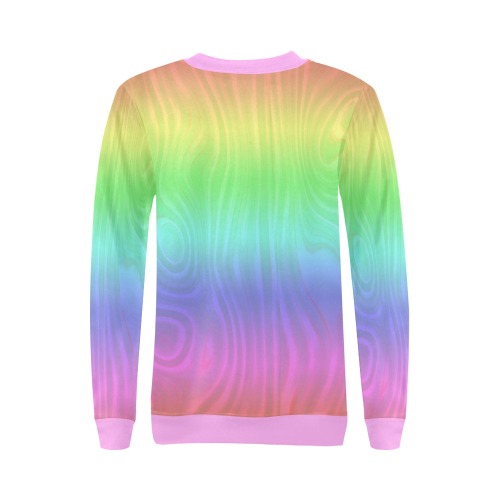 Groovy Pastel Rainbow All Over Print Crewneck Sweatshirt for Women (Model H18)