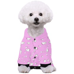 White Hearts Floating on Pink Pet Dog Hoodie