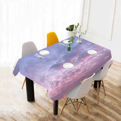 Morning Purple Sunrise Collection Cotton Linen Tablecloth 52"x 70"