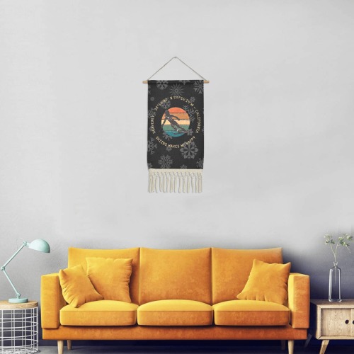 Ski Heavenly, California - Woman Skier, Gold Text Linen Hanging Poster