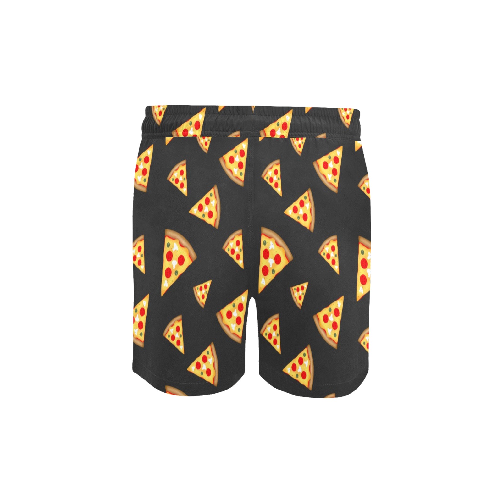 Cool and fun pizza slices dark gray pattern Men's Mid-Length Swim Shorts (Model L39)