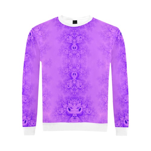 Purple Lilacs Frost Fractal All Over Print Crewneck Sweatshirt for Men (Model H18)