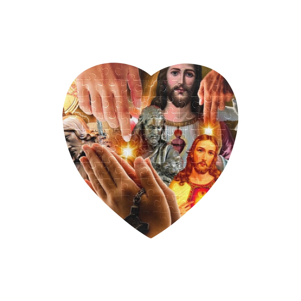 JESUS CHRIST CROPPED Heart-Shaped Jigsaw Puzzle (Set of 75 Pieces)