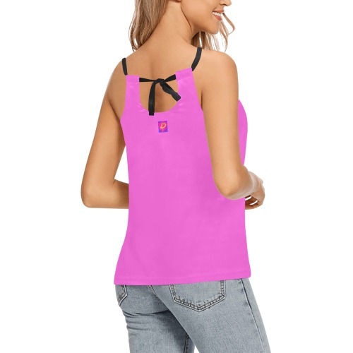 DIONIO Clothing - Ladies' Pink Loose Fit Halter Neck Top Loose Fit Halter Neck Top (Model T68)