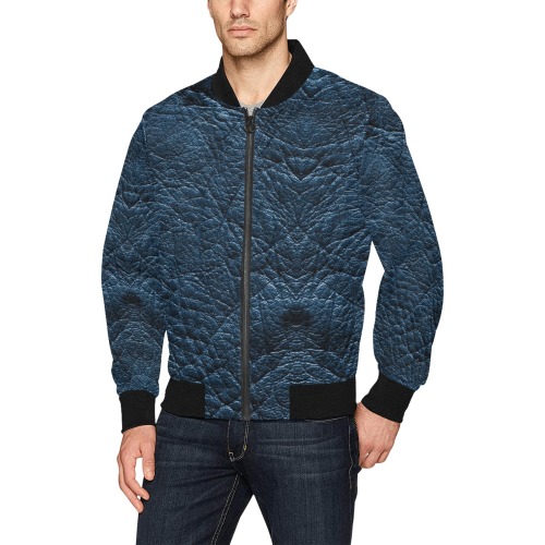 Leather Blue Style by Fetishworld All Over Print Bomber Jacket for Men (Model H31)