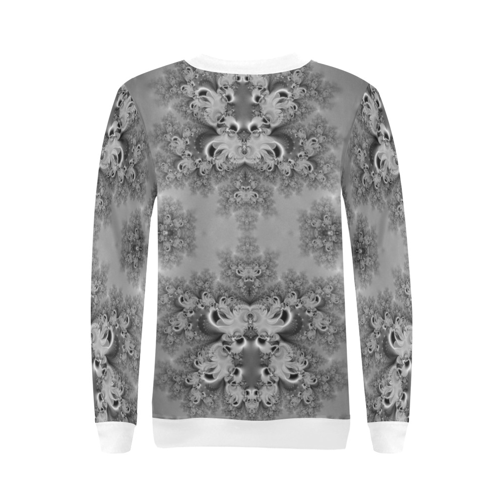 Cloudy Day in the Garden Frost Fractal All Over Print Crewneck Sweatshirt for Women (Model H18)