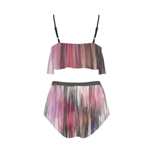 Colorful Streaks High Waisted Ruffle Bikini Set (Model S13)