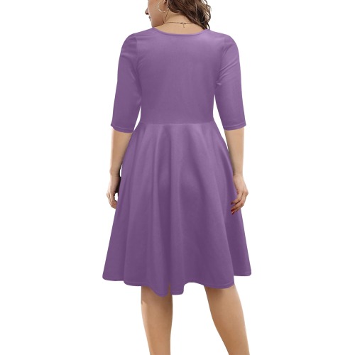 color purple 3515U Half Sleeve Skater Dress (Model D61)