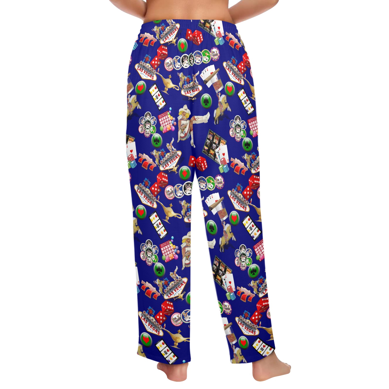 Las Vegas Icons on Blue Women's Pajama Trousers without Pockets