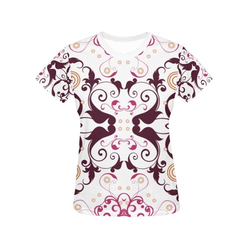 Abstract purple floral pattern All Over Print T-Shirt for Women (USA Size) (Model T40)