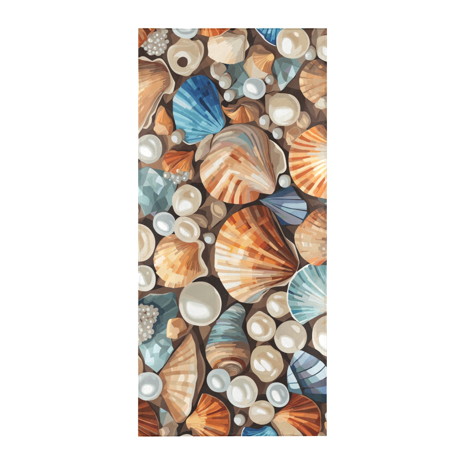 Shells and pearls on the sand. Pastel colors art. Beach Towel 32"x 71"