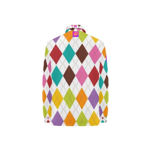 DIONIO Clothing - Ladies' Argyle Multi-Color Long Sleeve Polo Shirt (Pink D-Shield Logo) Women's Long Sleeve Polo Shirt (Model T73)