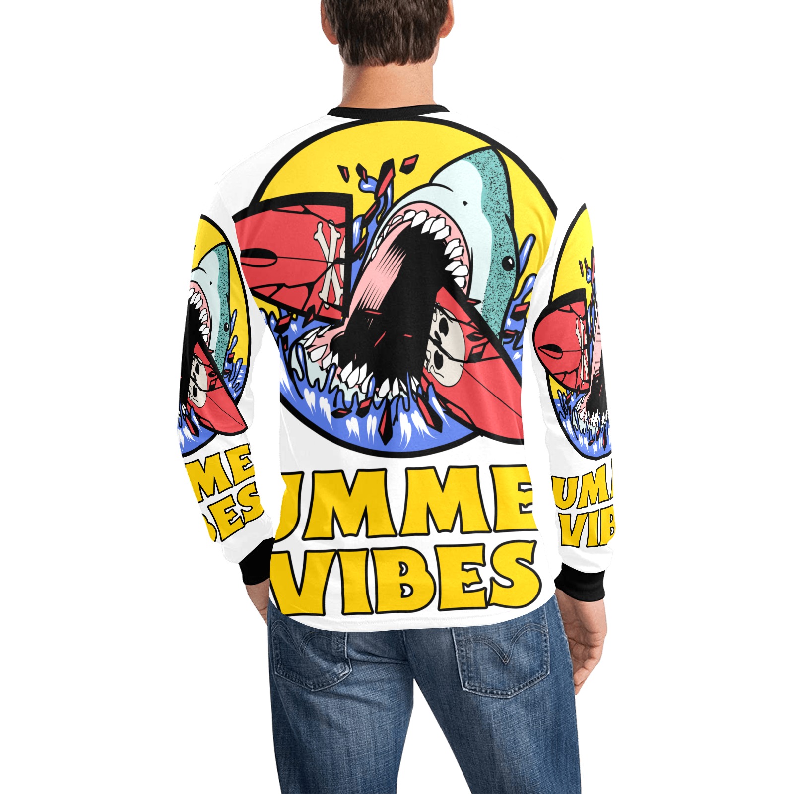 a-graphic-of-a-cool-surfer Men's All Over Print Long Sleeve T-shirt (Model T51)