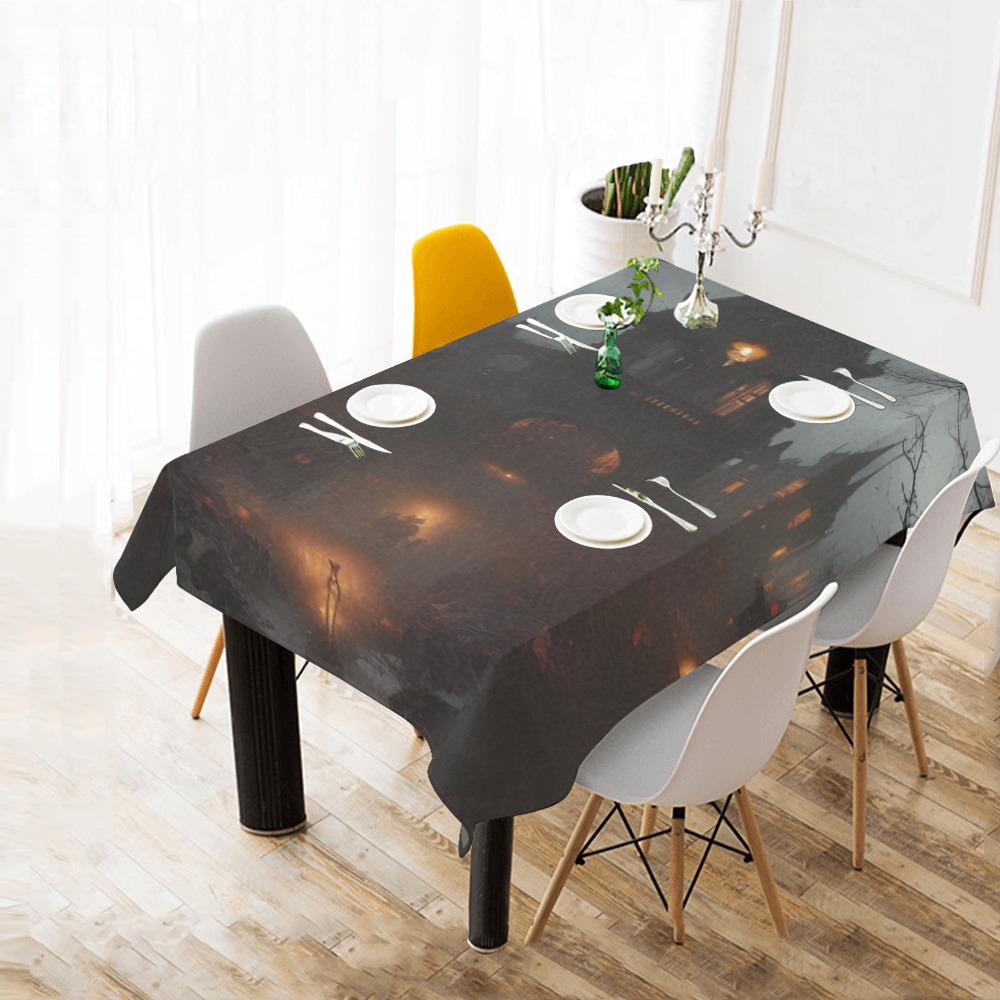 Dark Palace Cotton Linen Tablecloth 60" x 90"