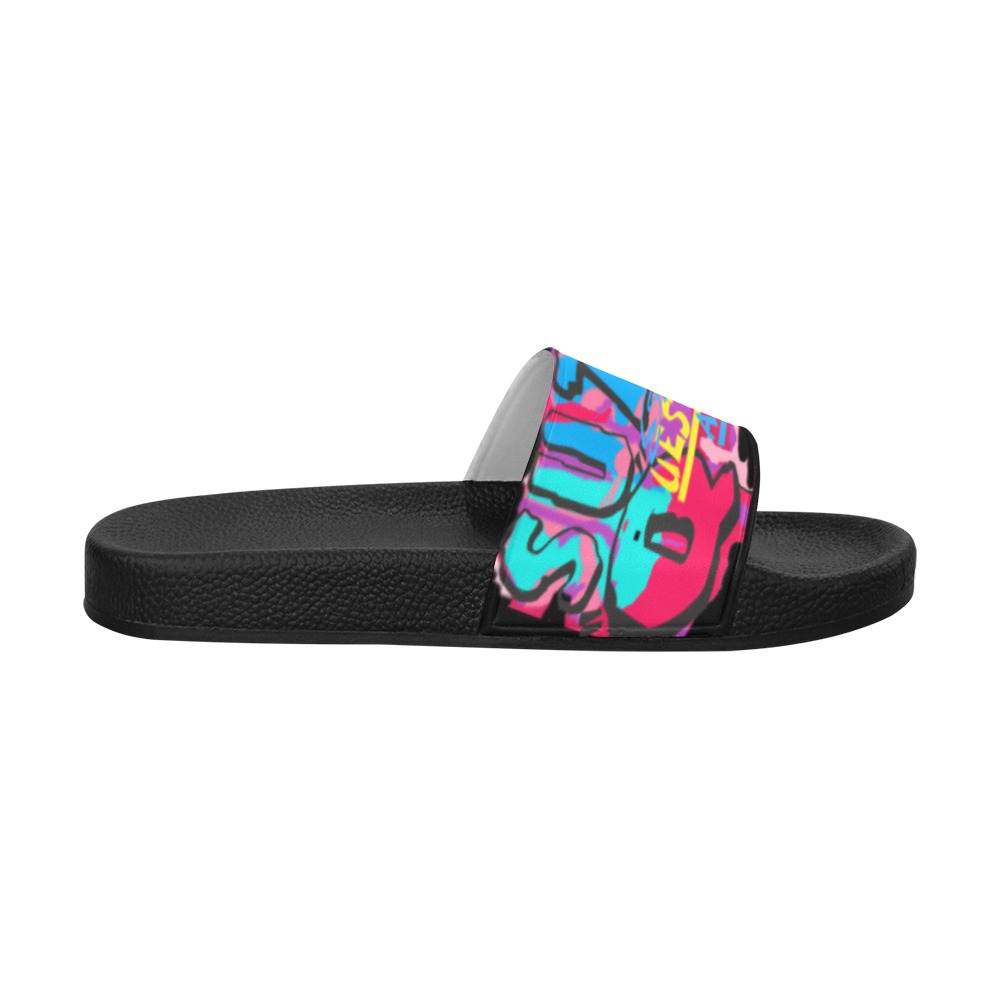 SUZY.Q.LOGO.blk Women's Slide Sandals (Model 057)