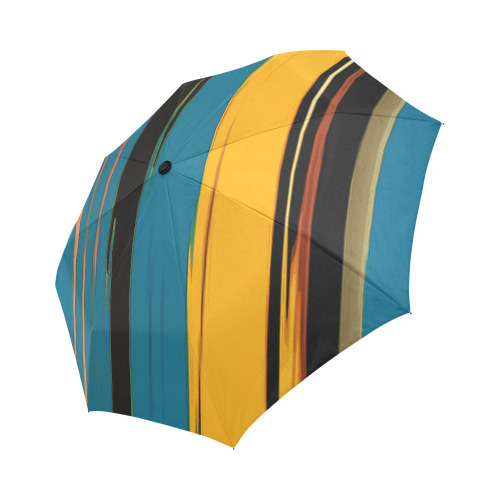Black Turquoise And Orange Go! Abstract Art Auto-Foldable Umbrella (Model U04)