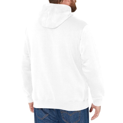 BxB White Hoodie Men's Fleece Hoodie w/ White Lining Hood (Model H55)