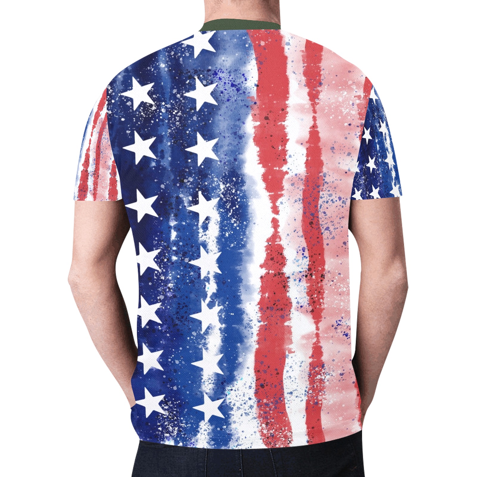 Red White and Blue Flag New All Over Print T-shirt for Men (Model T45)