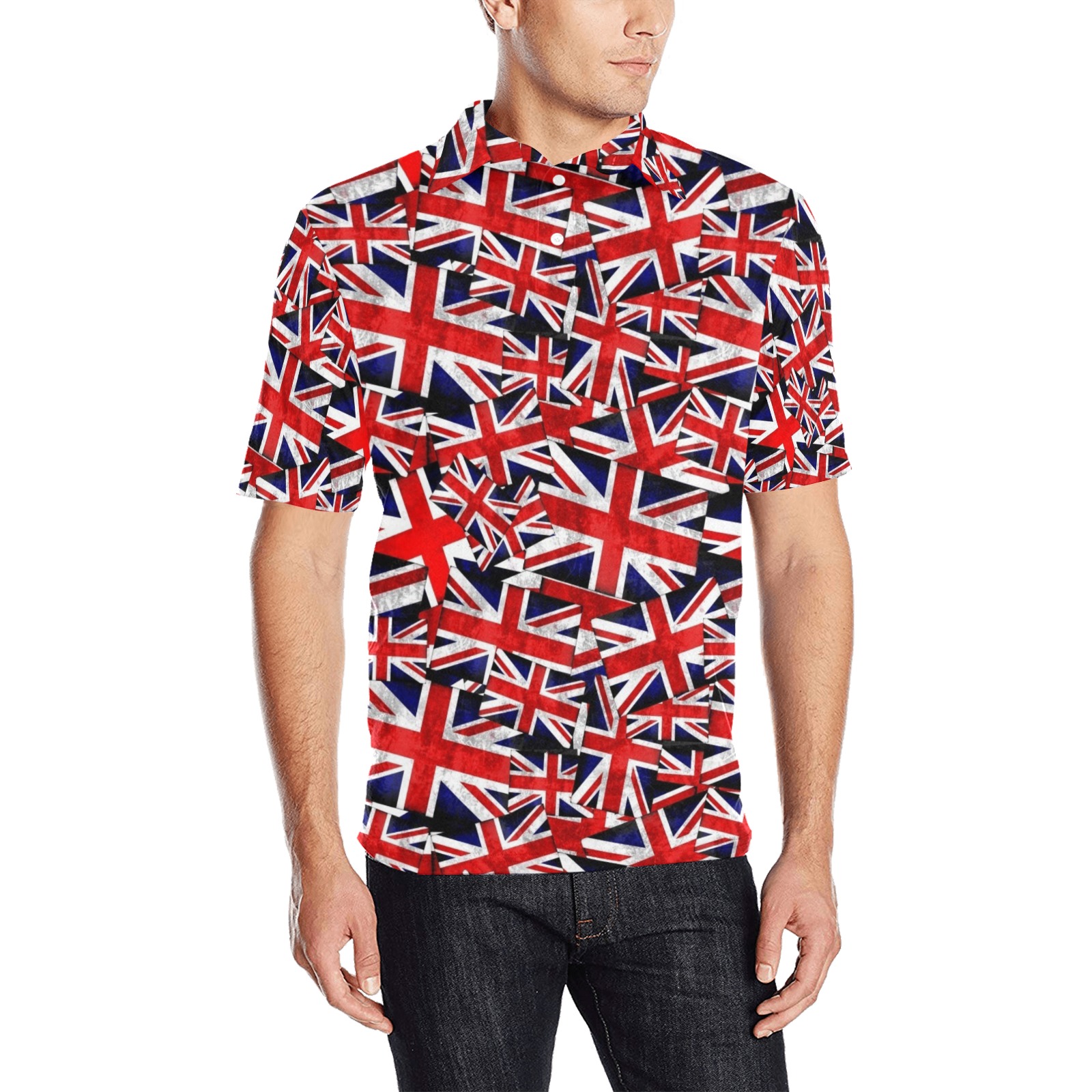Union Jack British Flag Men's All Over Print Polo Shirt (Model T55)