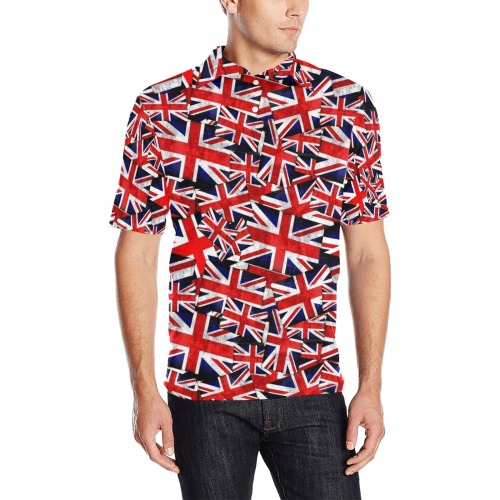Union Jack British Flag Men's All Over Print Polo Shirt (Model T55)
