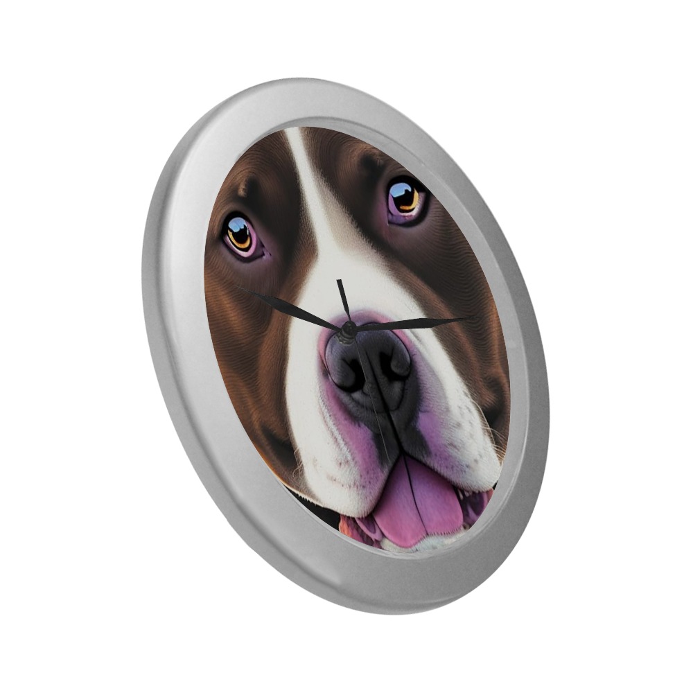 Staffordshire Bull Terrier Silver Color Wall Clock