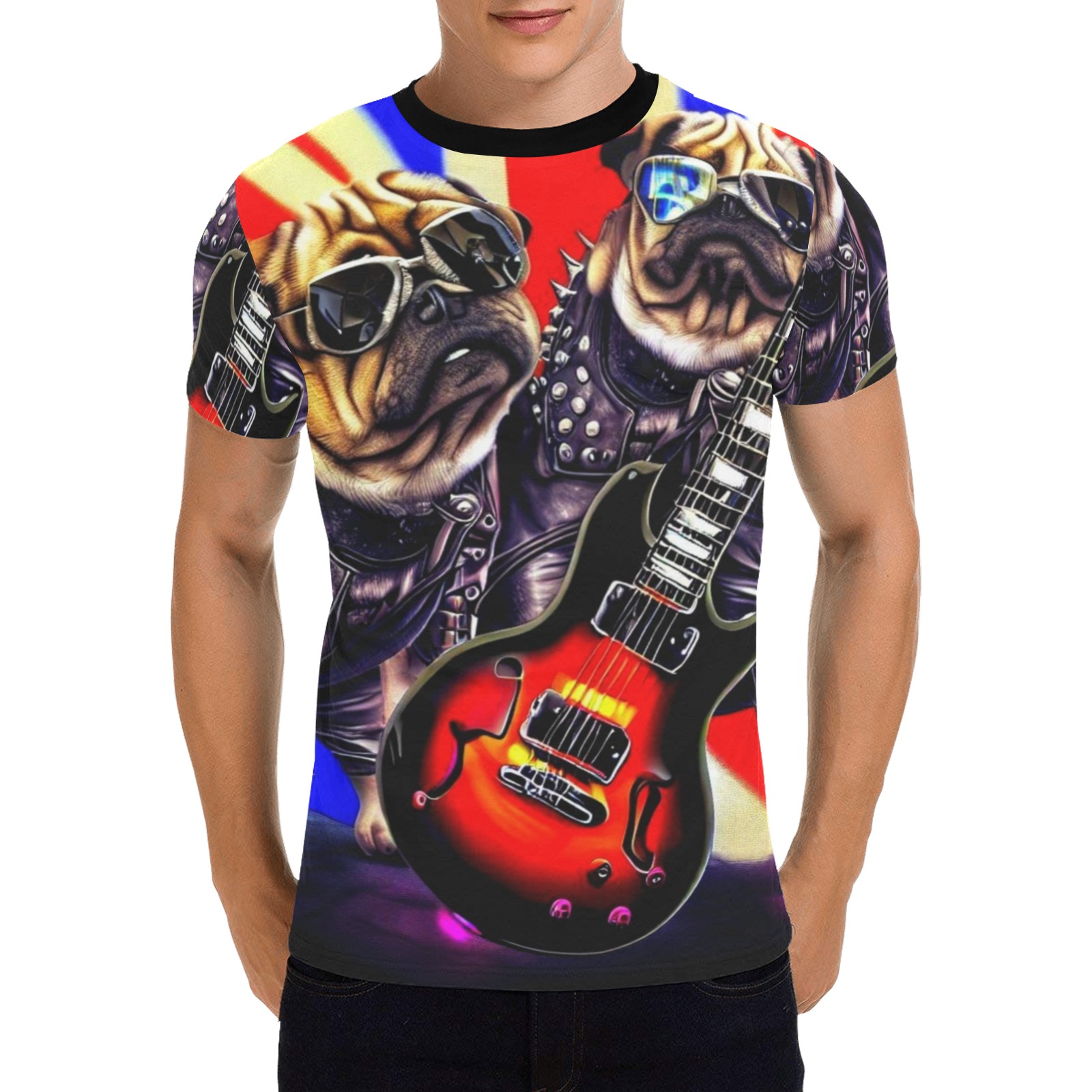 HEAVY ROCK PUG 3 Men's All Over Print T-Shirt with Chest Pocket (Model T56)