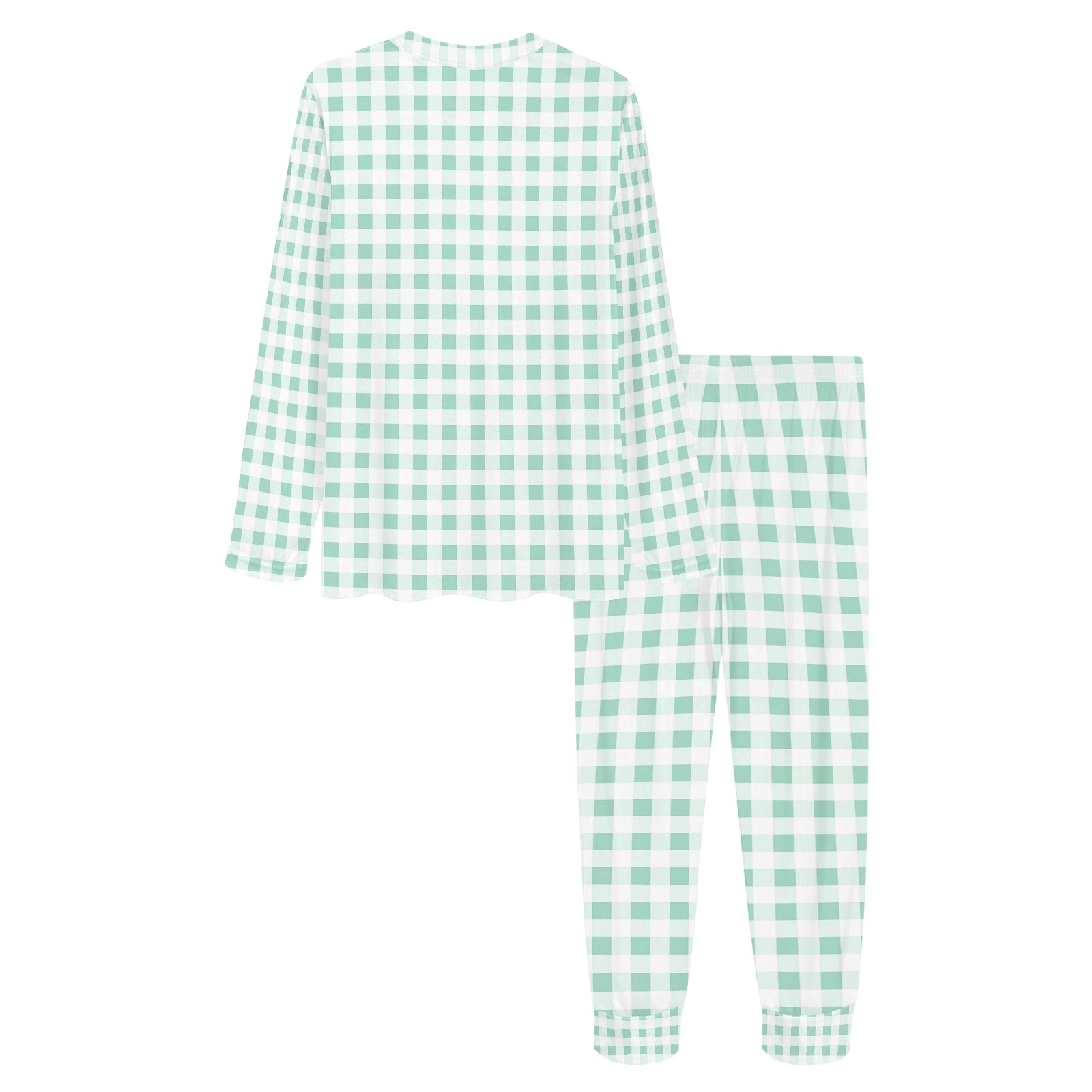 Mint Green Gingham Women's All Over Print Pajama Set