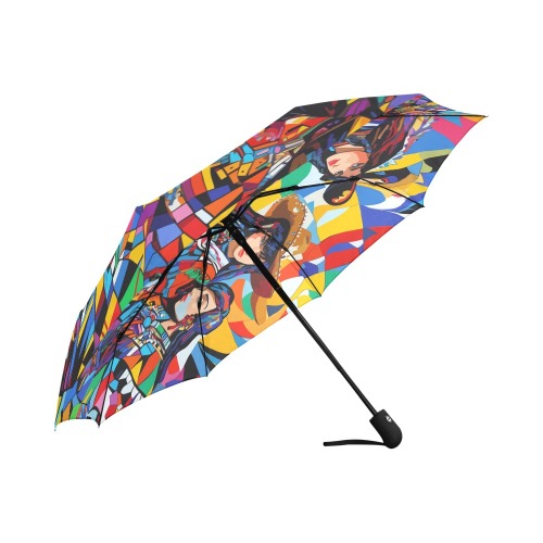 Three colorful cowgirls. Abstract geometric art. Auto-Foldable Umbrella (Model U04)