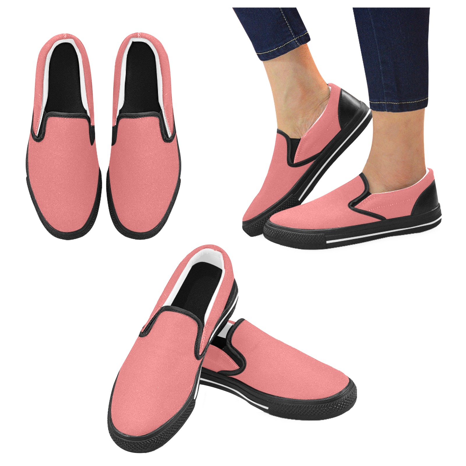 color light red Men's Slip-on Canvas Shoes (Model 019)