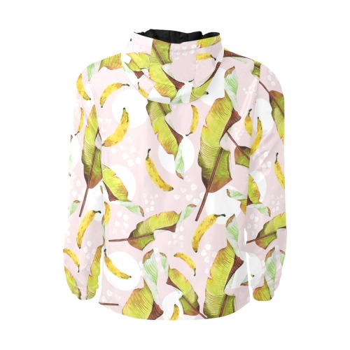 Pattern leaf & banana All Over Print Quilted Windbreaker for Men (Model H35)