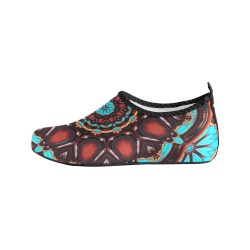 K172 Wood and Turquoise Abstract Women's Slip-On Water Shoes (Model 056)