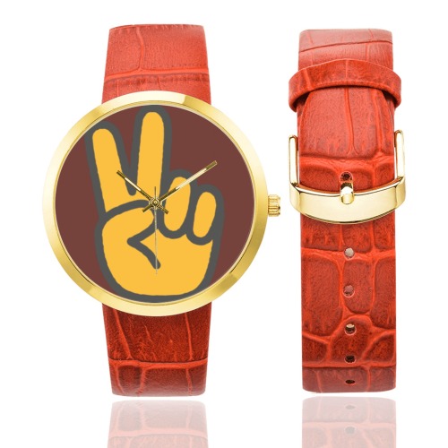 Peace Watch Women's Golden Leather Strap Watch(Model 212)