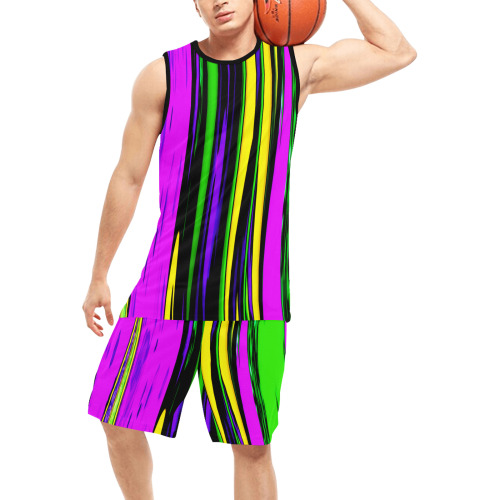 Mardi Gras Stripes Basketball Uniform with Pocket