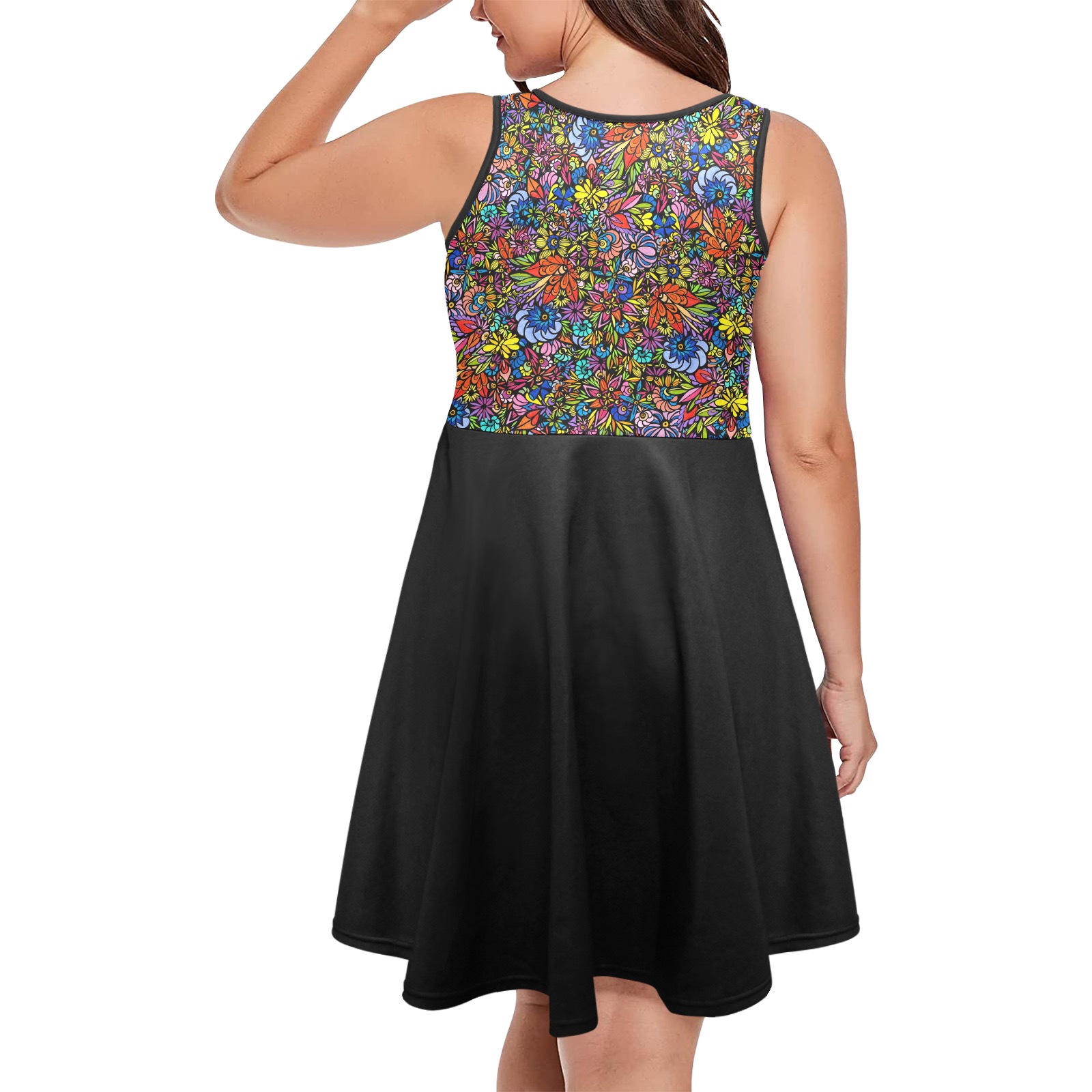 Lac La Hache Wildflowers Sleeveless Expansion Dress (Model D60) ID